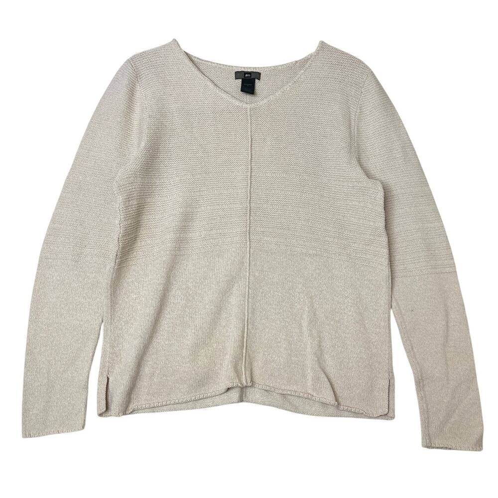 VTG REI Minimalist Natural Outdoors Cream Cotton Camping Sweater Comfort sz M